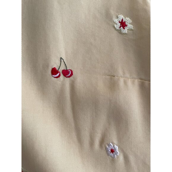 Vintage AKS Amy K Su Sleeveless Top Yellow with Red Cherries Womens Size XL - Picture 5 of 9